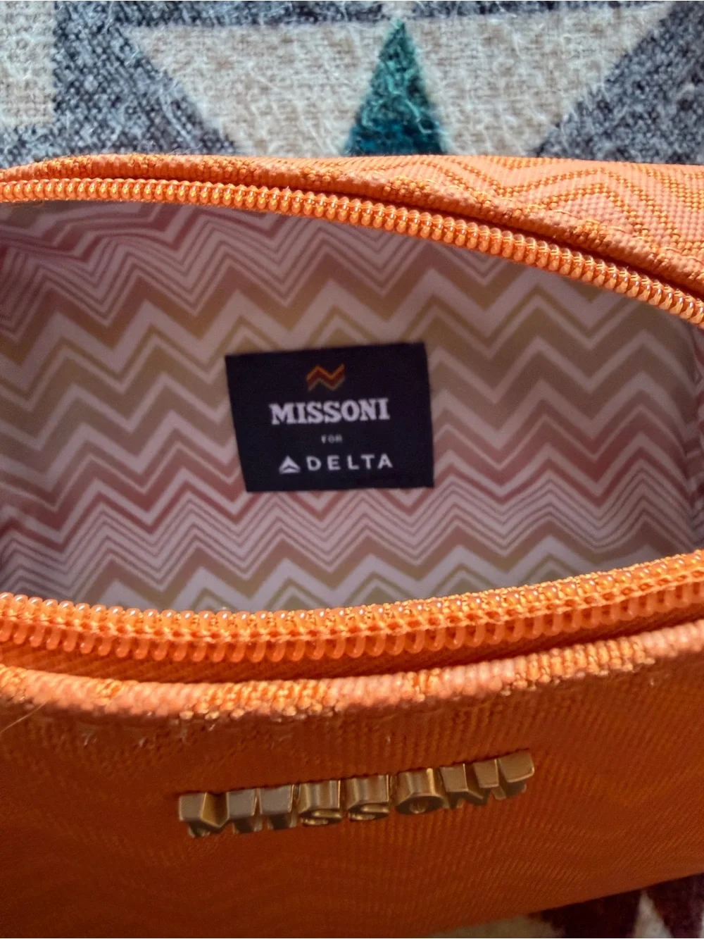 Missoni for Delta Orange 🍊 Chevron Zip Cosmetic Case for Travel
